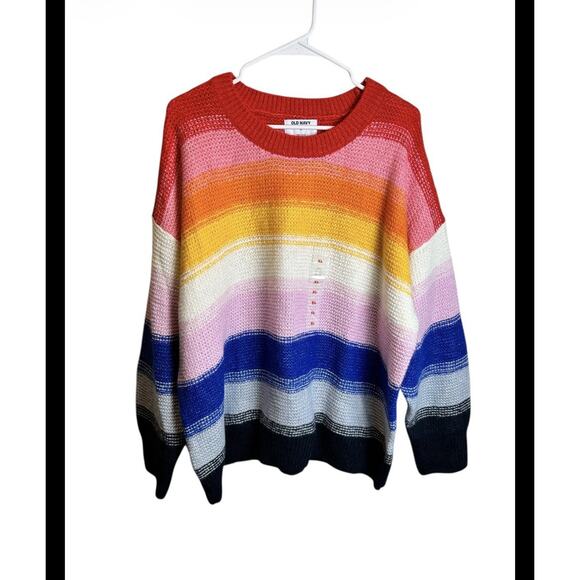 Old Navy Sweaters - NWT Old Navy Rainbow Stripe Wool Blend Sweater Size XL